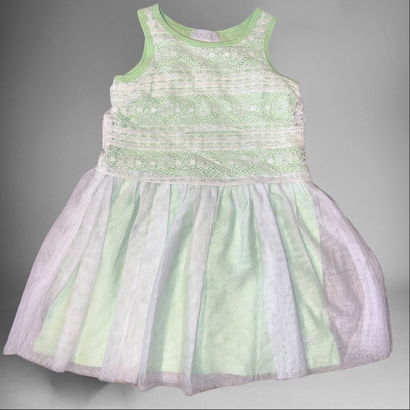 Guess Los Angeles Kids Light Green Spring Easter Dress Size M 5-6. - Picture 2 of 8